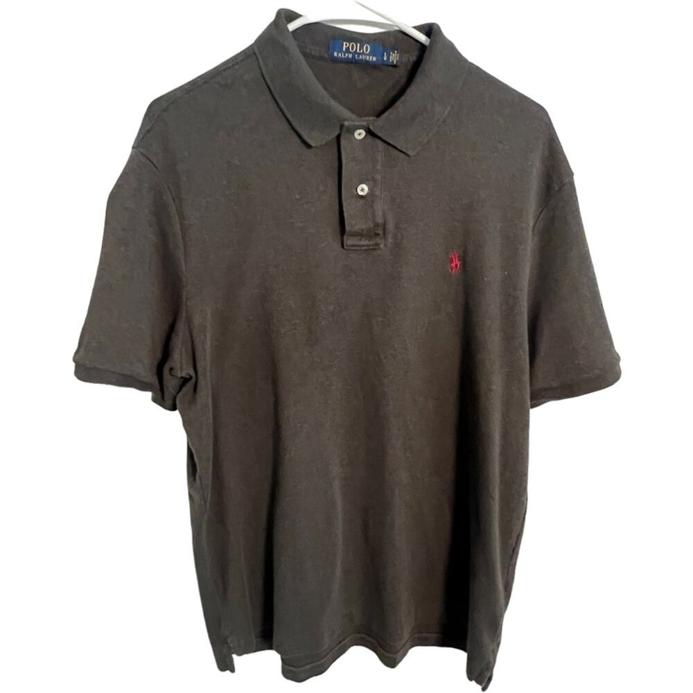 Polo Ralph Lauren Shirt Mens Size Large Heather gray black polo golf Cotton L